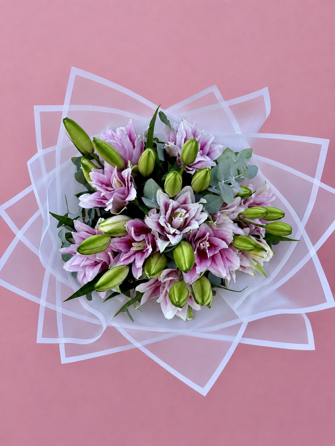 Lily Love Katmerli Pembe Lilyum Buketi