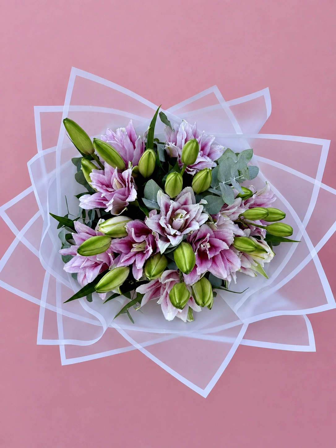 Lily Love Katmerli Pembe Lilyum Buketi