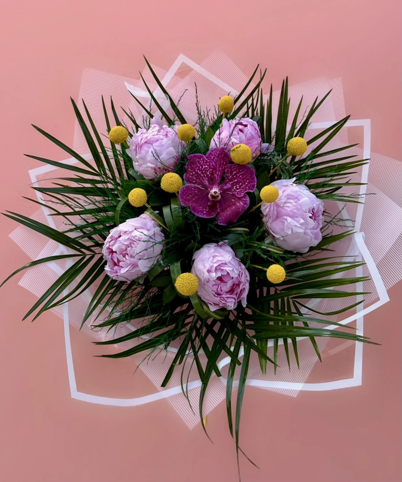 5’li Pembe Şakayık ve Craspedia Buketi