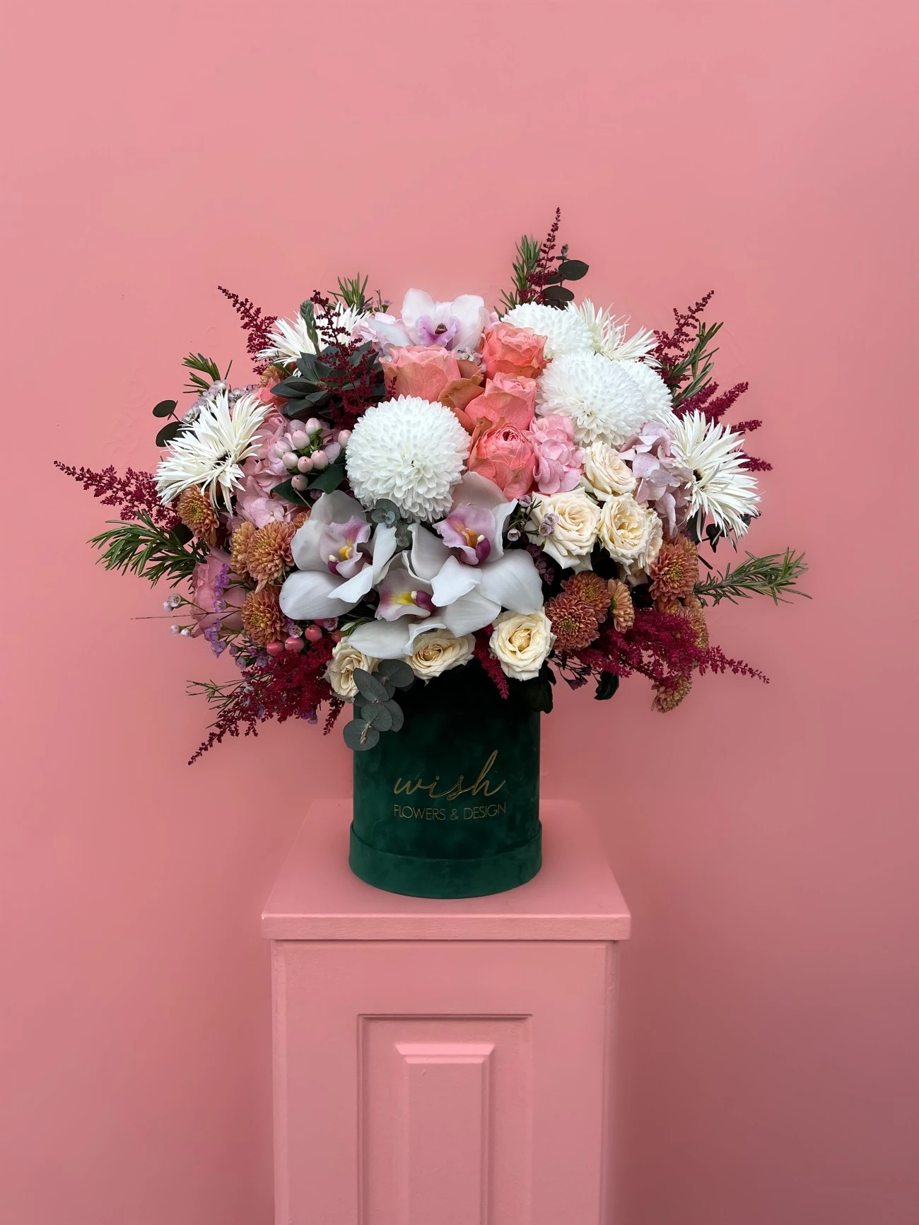 Garden Luxe Yeşil Kadife Kutuda Aranjman