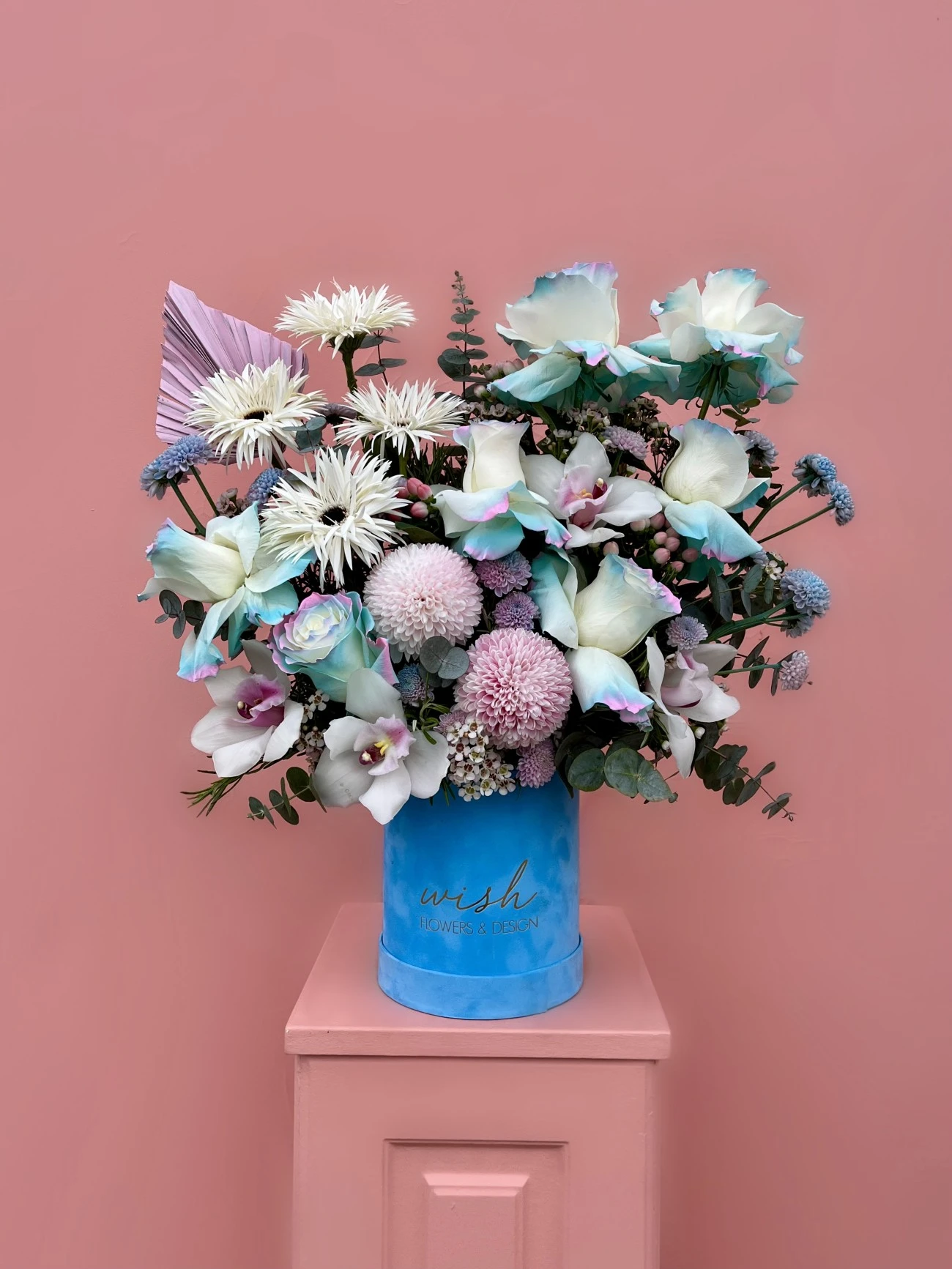 Mavi Kadife Kutuda Blue Bubble Aranjman