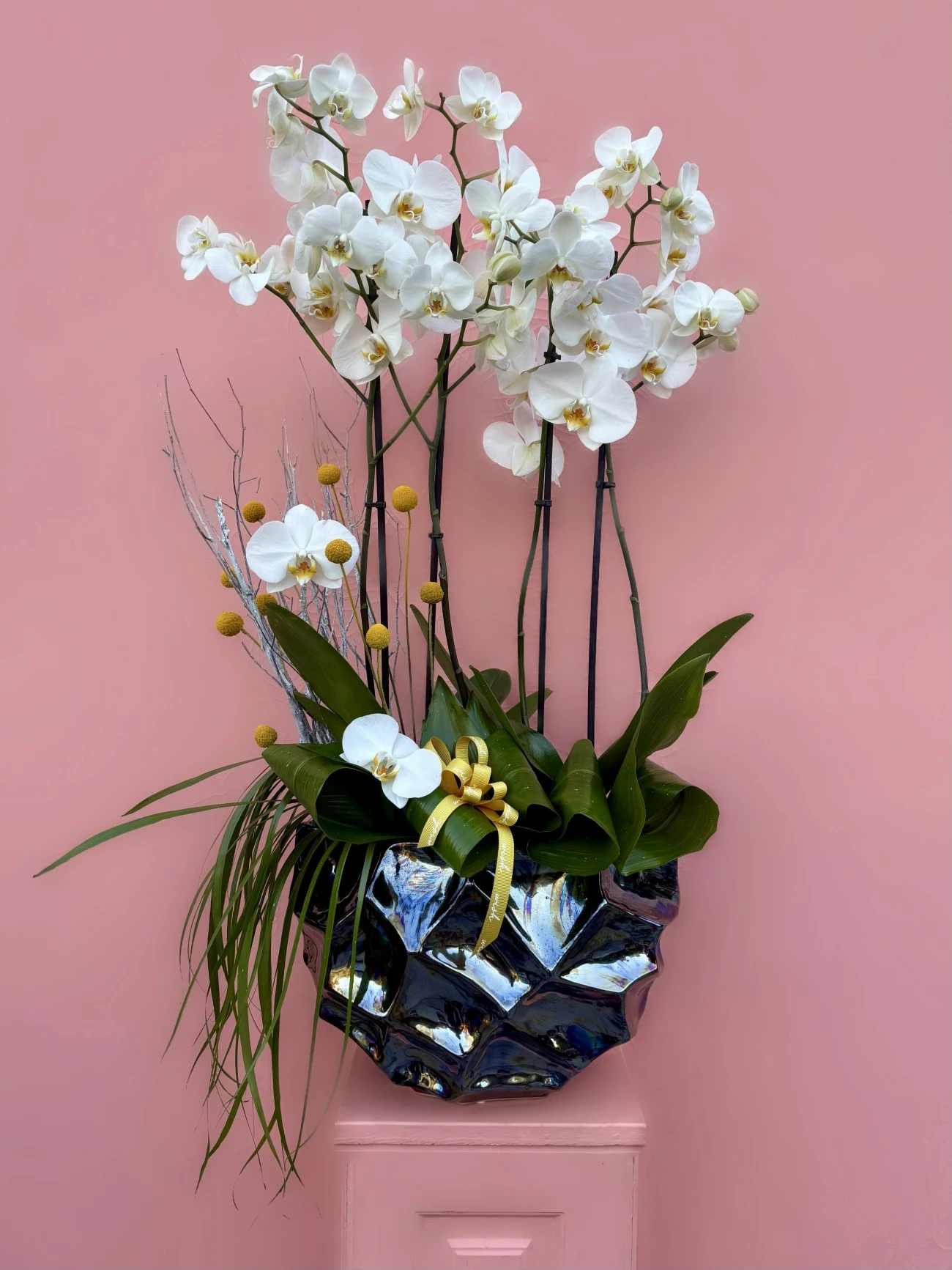 Tasarım Vazoda Beyaz Orkide Bahçesi